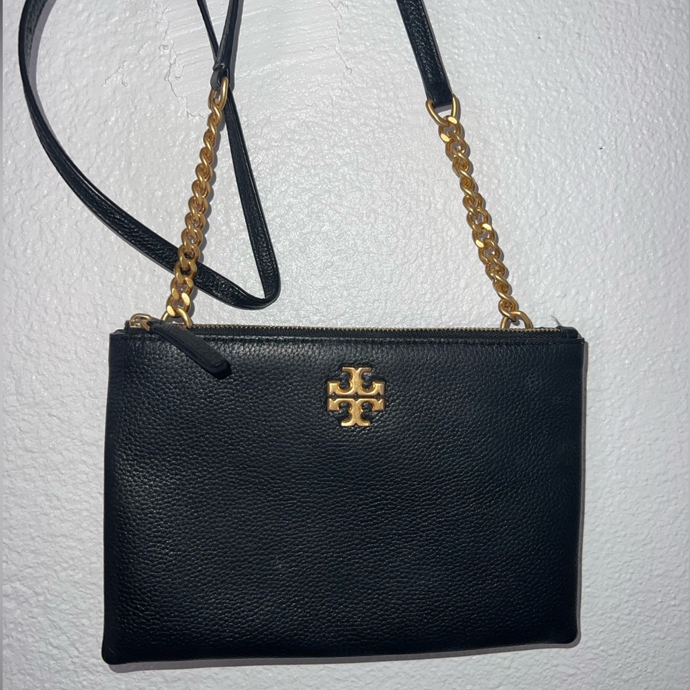Tory Burch Black Leather Crossbody with Gold Hardware